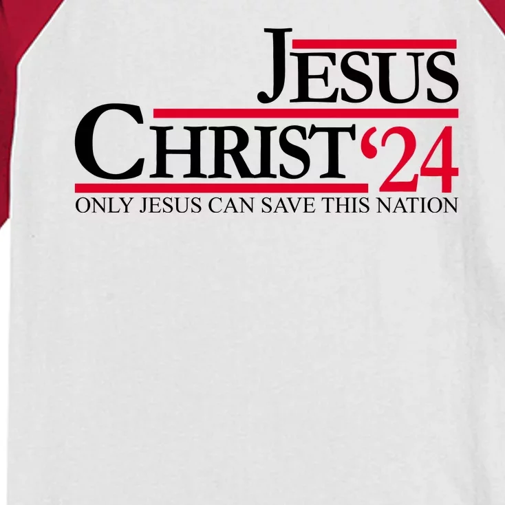 Jesus Christ 2024 Only Jesus Can Save This Nation Kids Colorblock Raglan Jersey