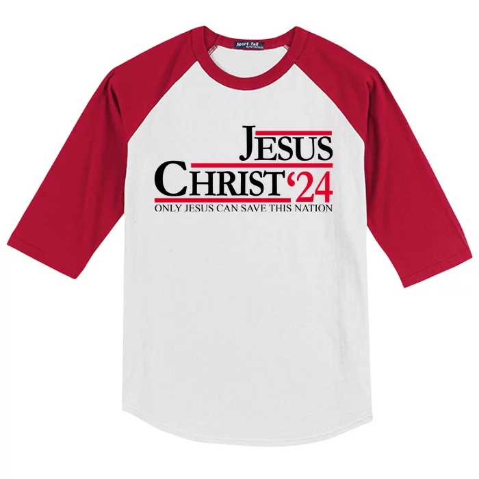 Jesus Christ 2024 Only Jesus Can Save This Nation Kids Colorblock Raglan Jersey