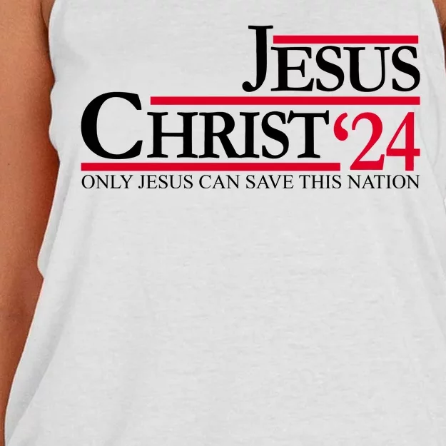 Jesus Christ 2024 Only Jesus Can Save This Nation Women's Knotted Racerback Tank