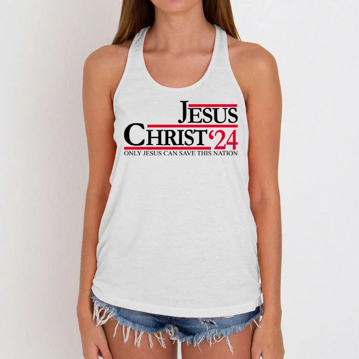 Jesus Christ 2024 Only Jesus Can Save This Nation Women's Knotted Racerback Tank