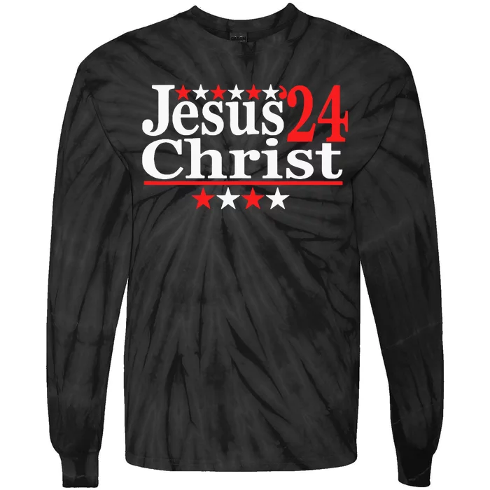 Jesus Christ 2024 Political Election Parody Tie-Dye Long Sleeve Shirt