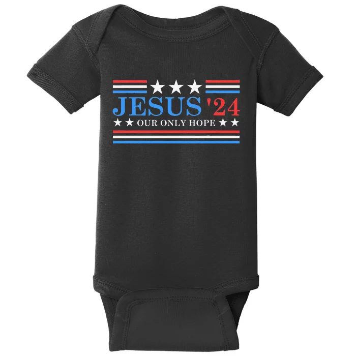 Jesus Christ 2024 President Usa Election Political Parody Baby Bodysuit