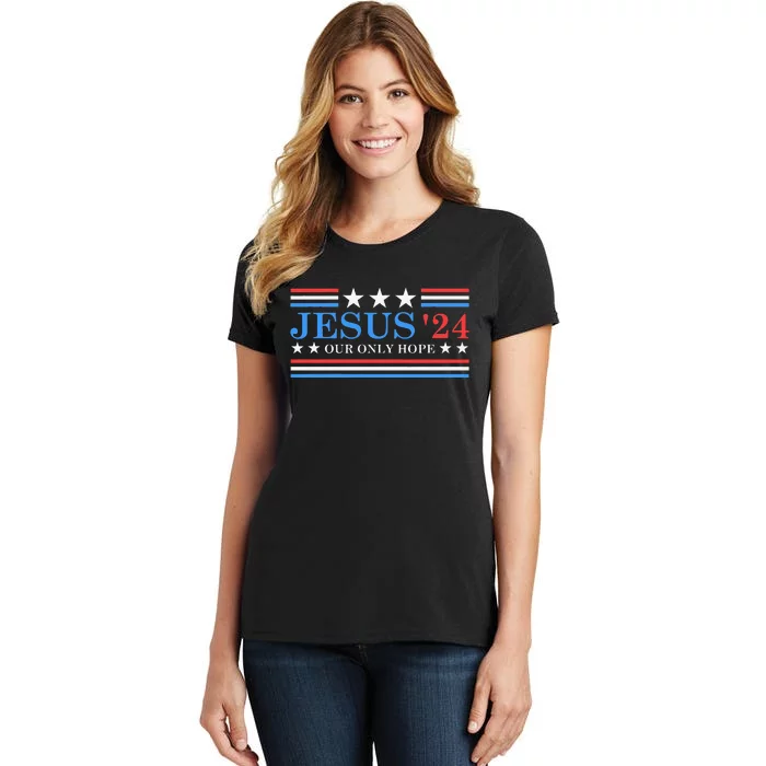 Jesus Christ 2024 President Usa Election Political Parody Women's T-Shirt