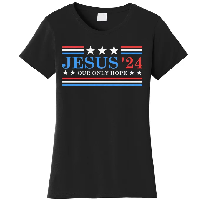 Jesus Christ 2024 President Usa Election Political Parody Women's T-Shirt