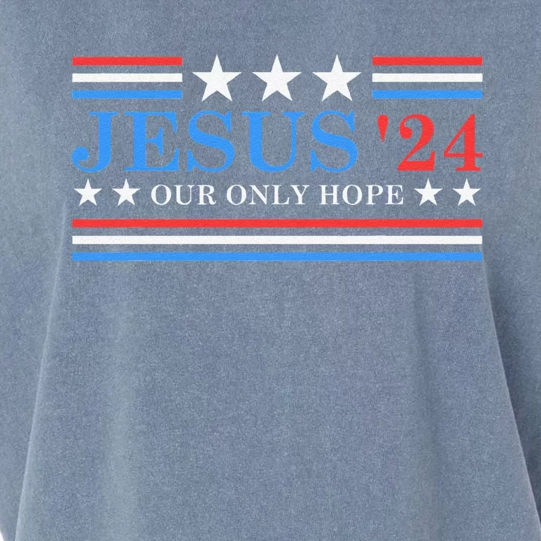 Jesus Christ 2024 President Usa Election Political Parody Garment-Dyed Women's Muscle Tee