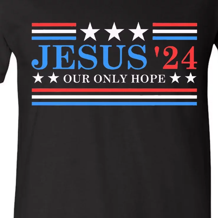 Jesus Christ 2024 President USA Election Political Parody V-Neck T-Shirt