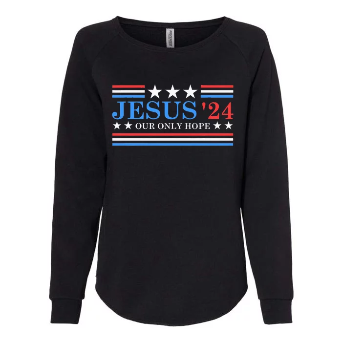 Jesus Christ 2024 President USA Election Political Parody Womens California Wash Sweatshirt