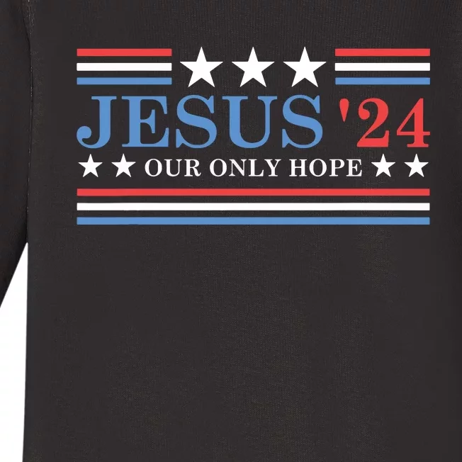 Jesus Christ 2024 President Usa Election Political Parody Baby Long Sleeve Bodysuit