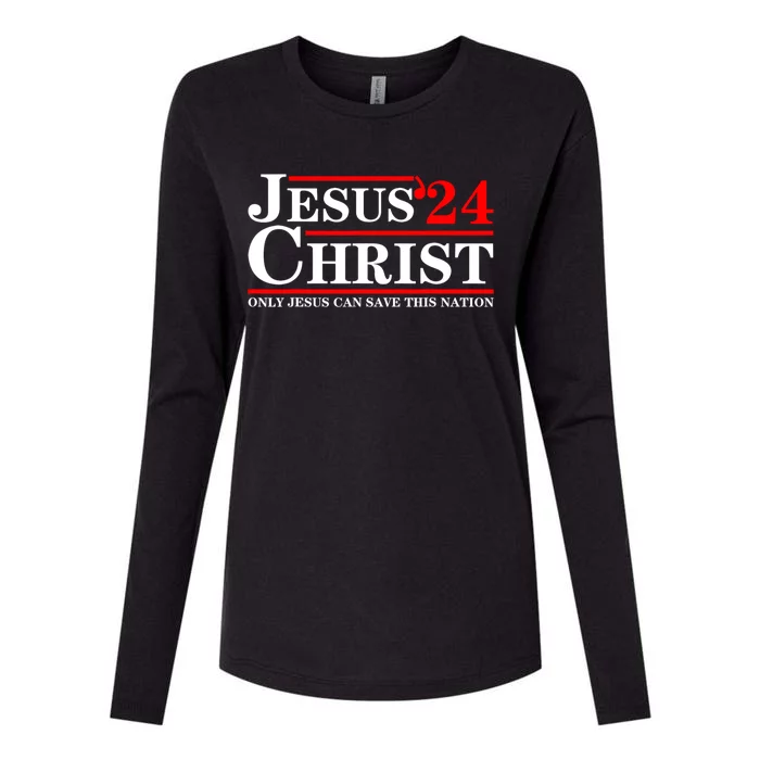 Jesus Christ 2024 Only Jesus Can Save This Nation Womens Cotton Relaxed Long Sleeve T-Shirt