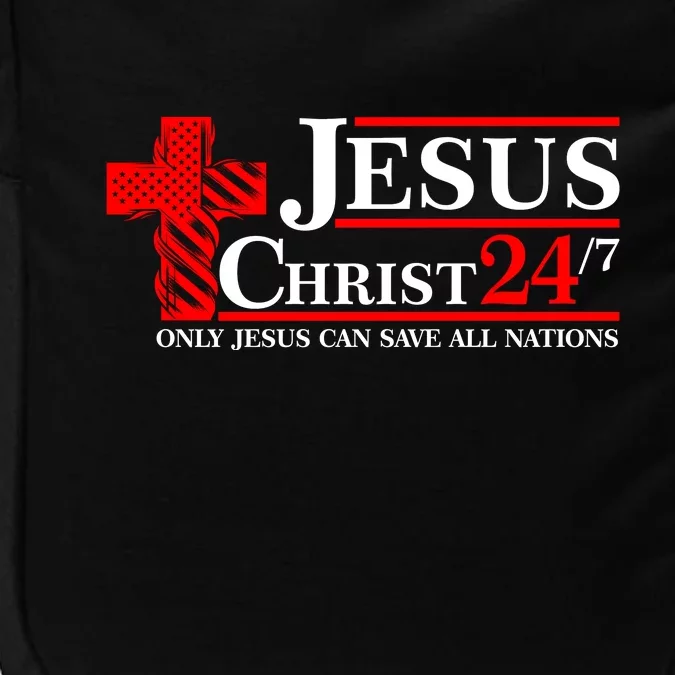 Jesus Christ 2024 24/7 Only Jesus Can Save All Nations Christian Catholic Cross Impact Tech Backpack