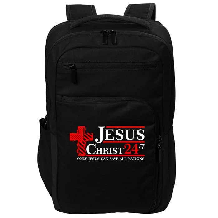 Jesus Christ 2024 24/7 Only Jesus Can Save All Nations Christian Catholic Cross Impact Tech Backpack