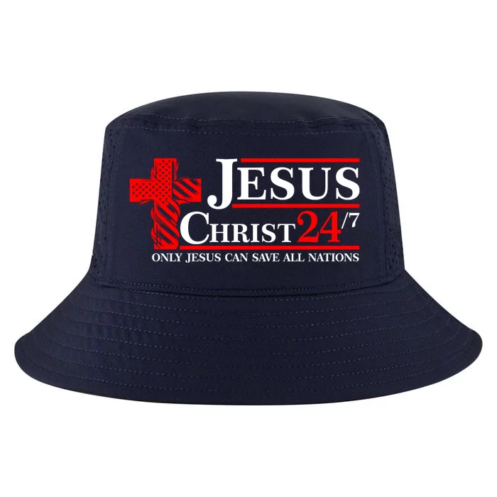 Jesus Christ 2024 24/7 Only Jesus Can Save All Nations Christian Catholic Cross Cool Comfort Performance Bucket Hat