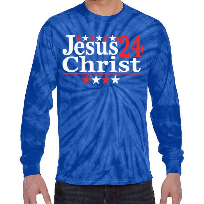 Jesus Christ 2024 Political Election Parody Gift Tie-Dye Long Sleeve Shirt