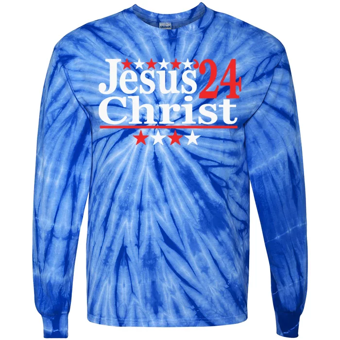 Jesus Christ 2024 Political Election Parody Gift Tie-Dye Long Sleeve Shirt