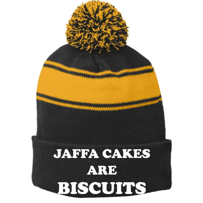 Jaffa Cakes Are Biscuits Stripe Pom Pom Beanie