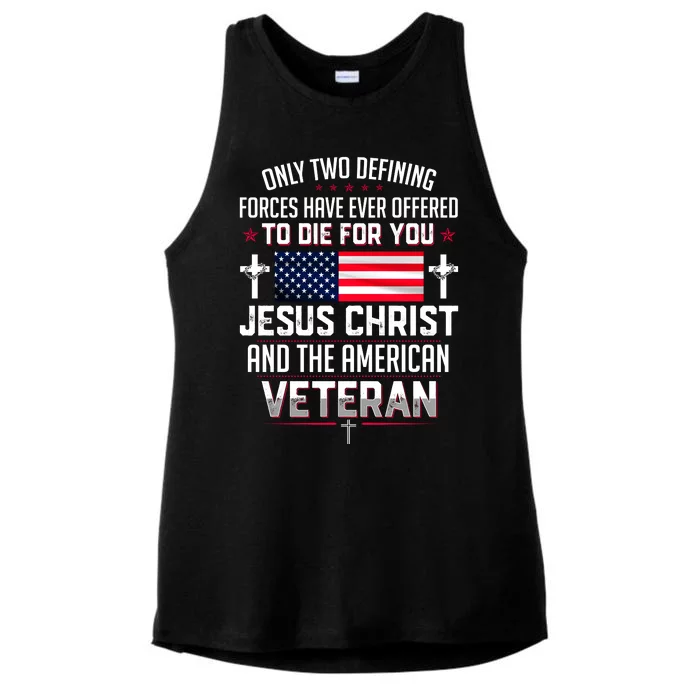 Jesus Christ And The American Veteran Ladies Tri-Blend Wicking Tank