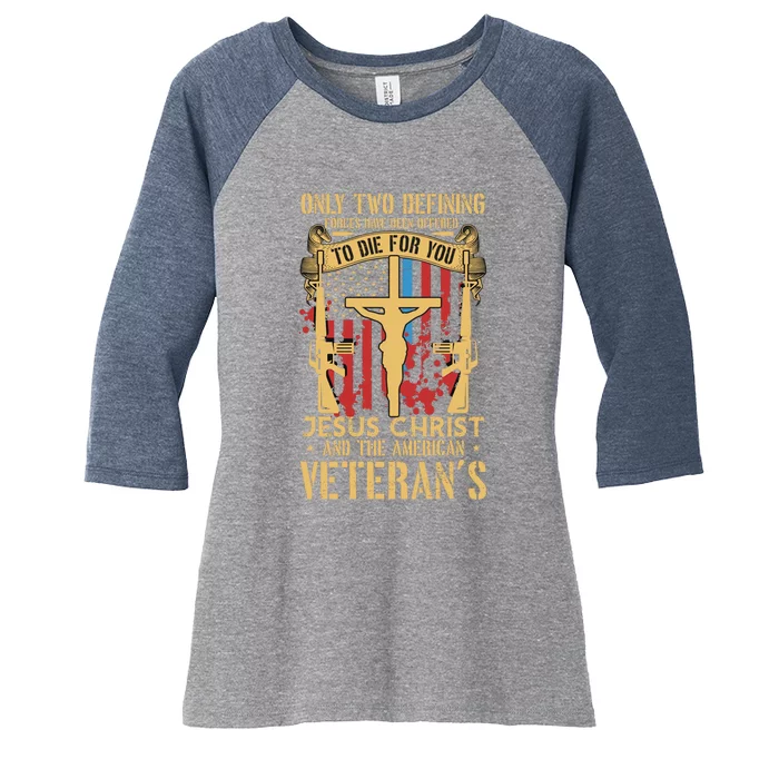 Jesus Christ And The American Veteran's Women's Tri-Blend 3/4-Sleeve Raglan Shirt