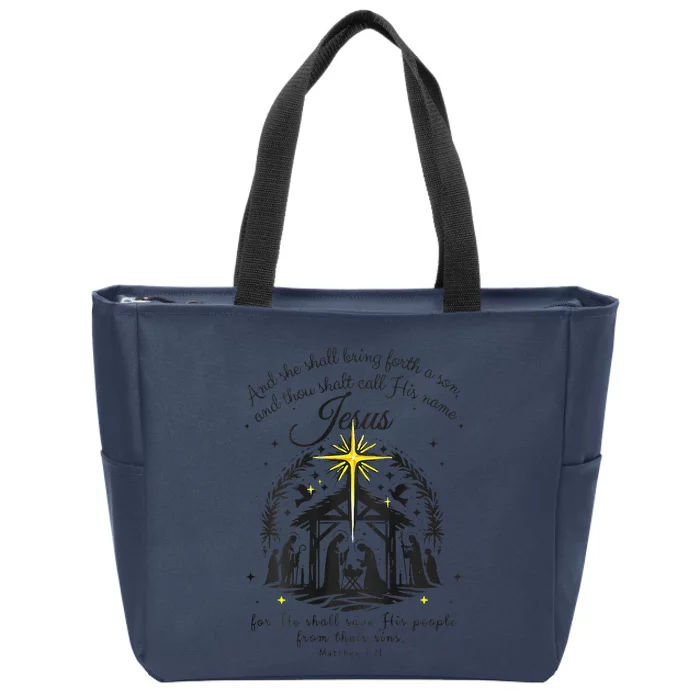 Jesus Christmas And She Shall Bring Forth A Son Zip Tote Bag