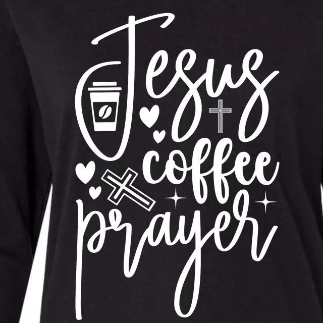 Jesus Coffee And Prayer Christian Catholic Christ Womens Cotton Relaxed Long Sleeve T-Shirt