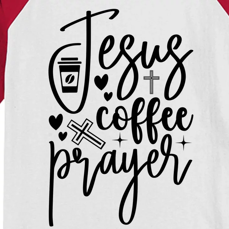 Jesus Coffee And Prayer Christian Catholic Christ Kids Colorblock Raglan Jersey