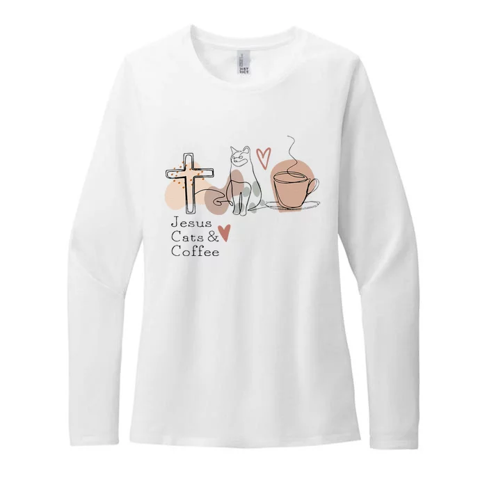 Jesus Cats And Coffee Minimalist Womens CVC Long Sleeve Shirt