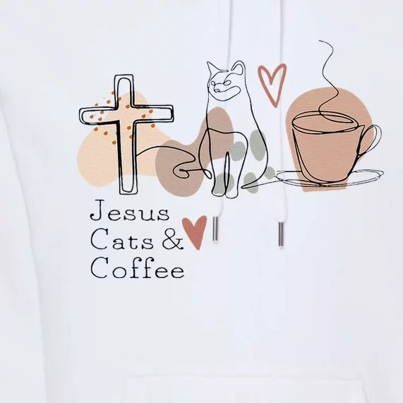 Jesus Cats And Coffee Minimalist Premium Hoodie