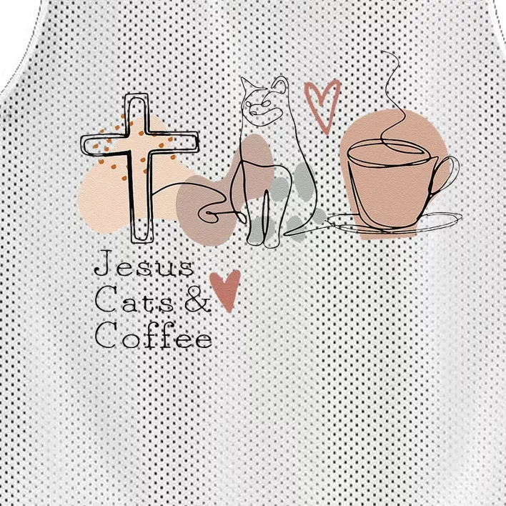 Jesus Cats And Coffee Minimalist Mesh Reversible Basketball Jersey Tank