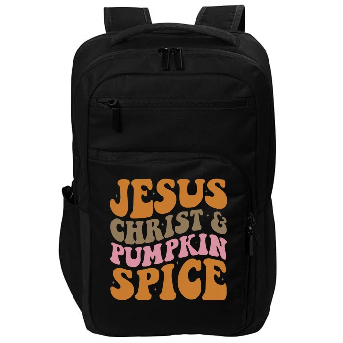 Jesus Christ And Pumpkin Spice Retro Groovy Christianity Impact Tech Backpack