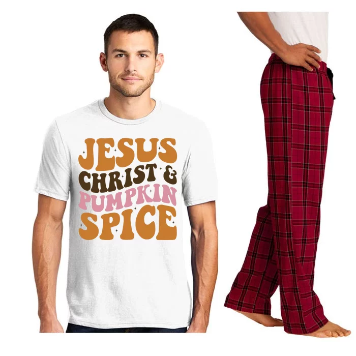 Jesus Christ And Pumpkin Spice Retro Groovy Christianity Pajama Set