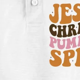 Jesus Christ And Pumpkin Spice Retro Groovy Christianity Dry Zone Grid Performance Polo