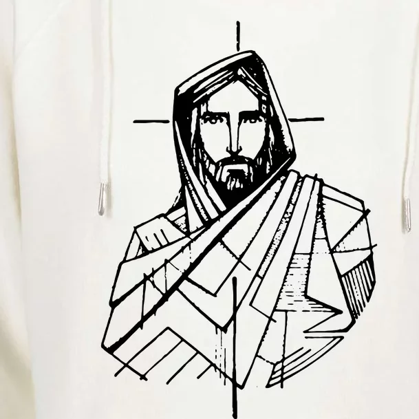 Jesus Christ And A Cross Womens Funnel Neck Pullover Hood