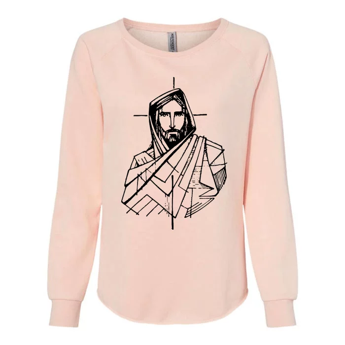 Jesus Christ And A Cross Womens California Wash Sweatshirt