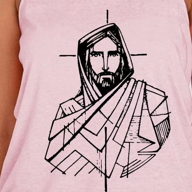 Jesus Christ And A Cross Women's Knotted Racerback Tank