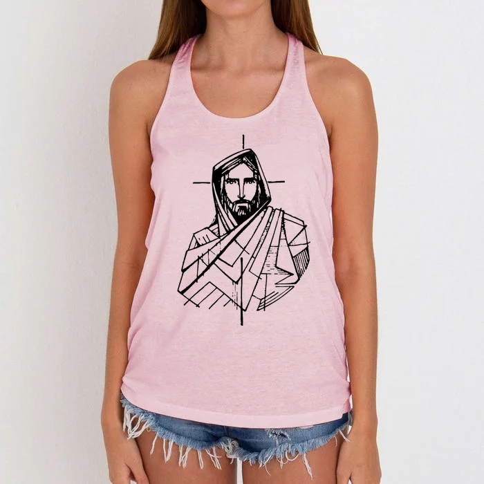 Jesus Christ And A Cross Women's Knotted Racerback Tank