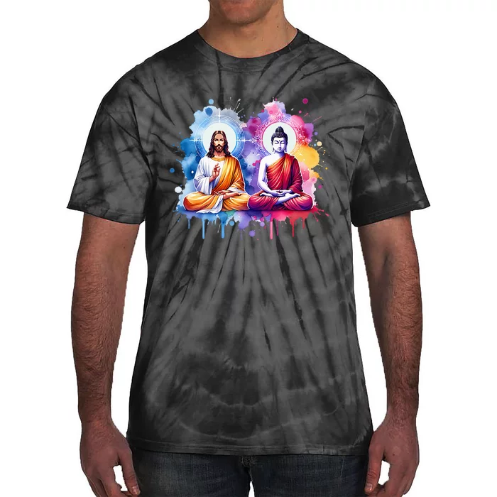 Jesus Christ And Buddha Meditating Tie-Dye T-Shirt