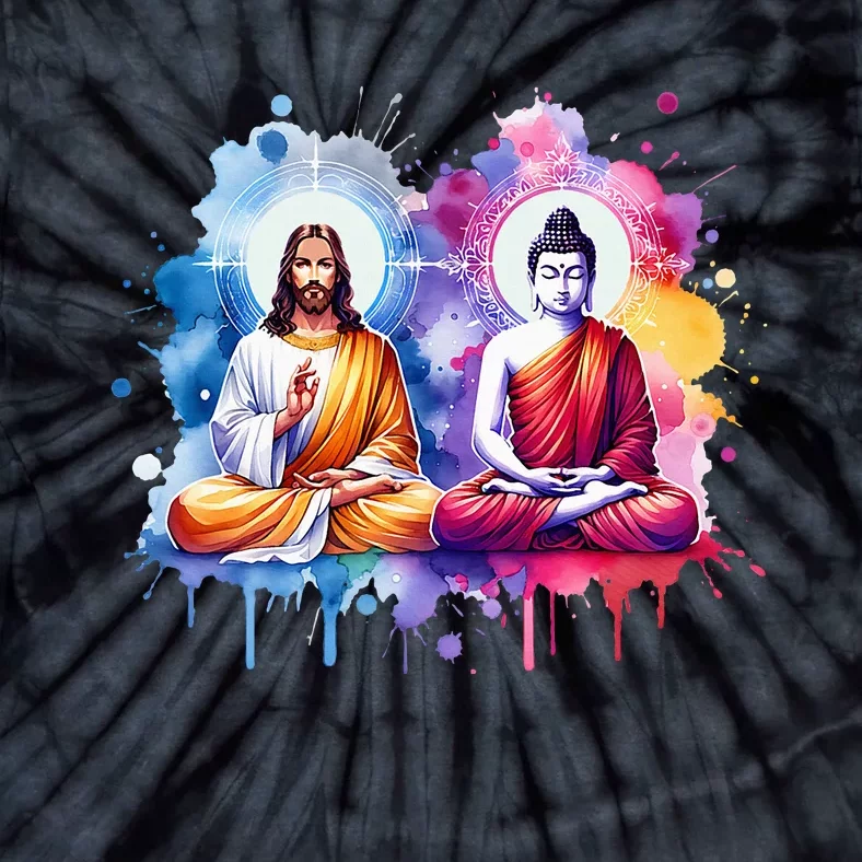 Jesus Christ And Buddha Meditating Tie-Dye T-Shirt