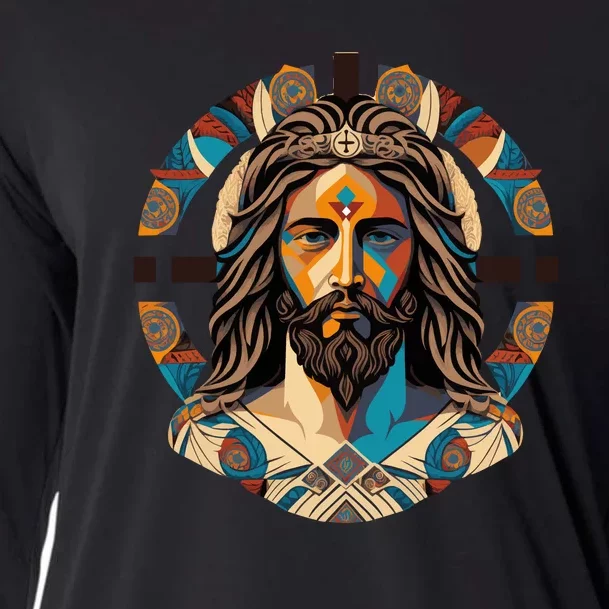 Jesus Christ Art Cooling Performance Long Sleeve Crew