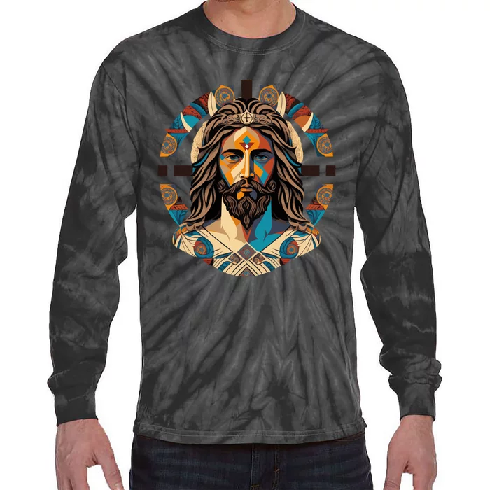 Jesus Christ Art Tie-Dye Long Sleeve Shirt