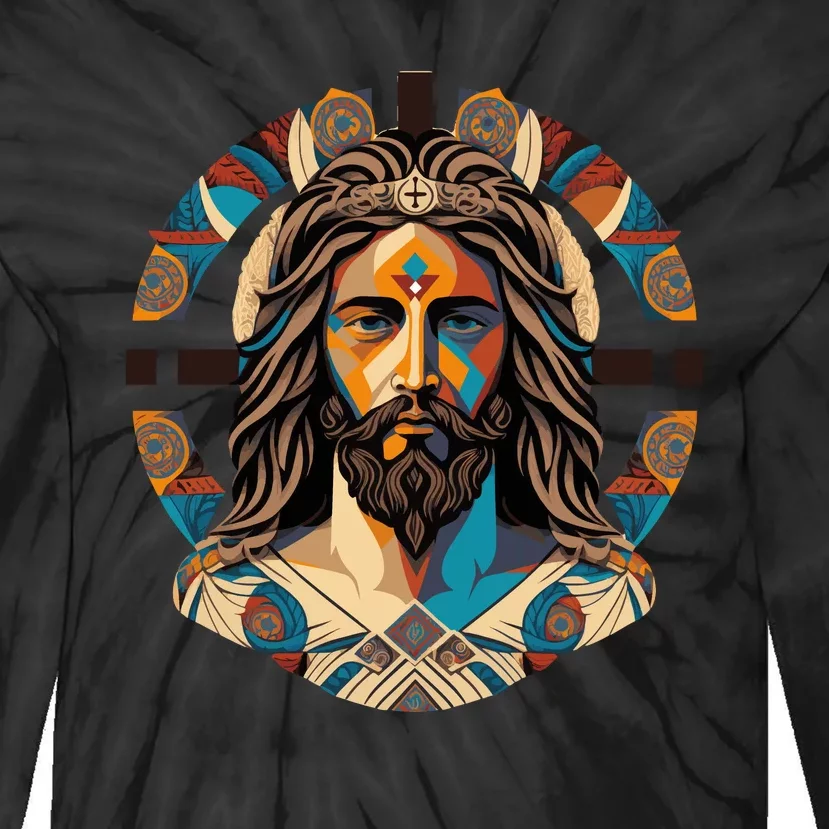 Jesus Christ Art Tie-Dye Long Sleeve Shirt