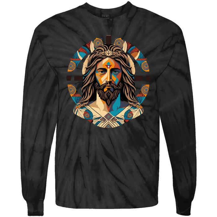 Jesus Christ Art Tie-Dye Long Sleeve Shirt