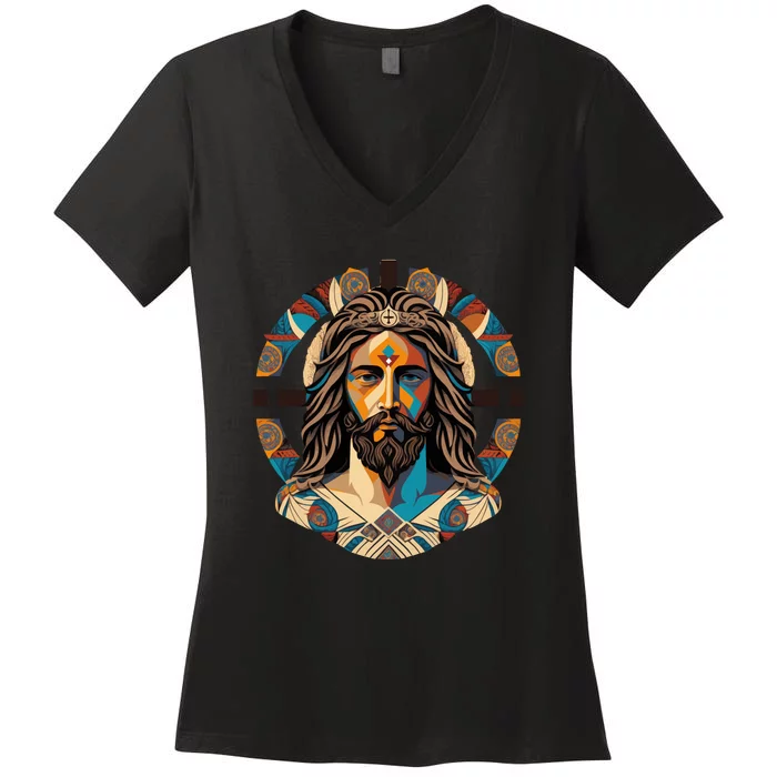 Jesus Christ Art Women's V-Neck T-Shirt