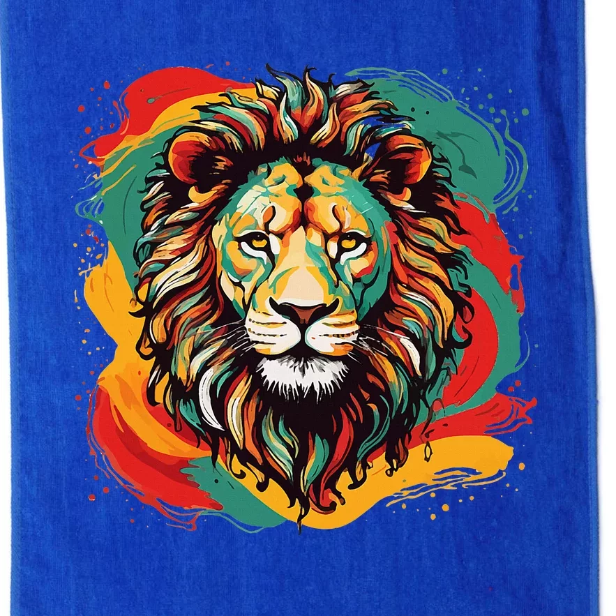 Juneteenth Cool Black History African America Flag Lion Platinum Collection Golf Towel