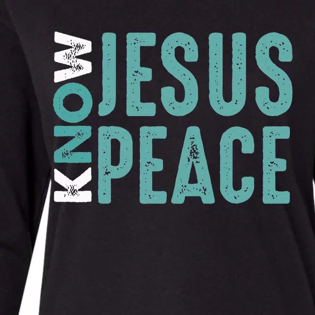 Jesus Christian Bible Verse Scripture Know Jesus Know Peace Womens Cotton Relaxed Long Sleeve T-Shirt