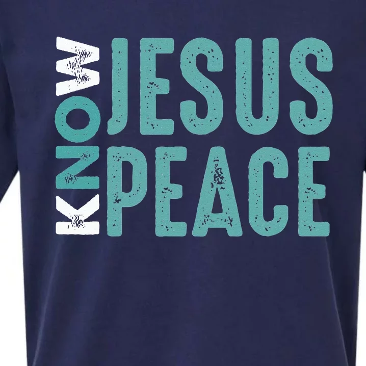 Jesus Christian Bible Verse Scripture Know Jesus Know Peace Sueded Cloud Jersey T-Shirt