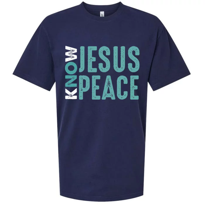 Jesus Christian Bible Verse Scripture Know Jesus Know Peace Sueded Cloud Jersey T-Shirt