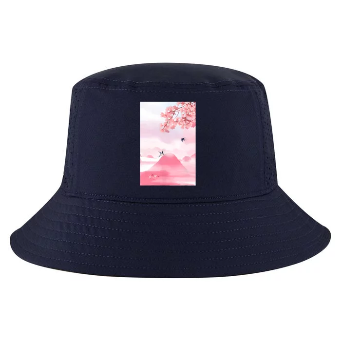 Japanese Cherry Blossom Japanese Woodblock Art Retro Cool Comfort Performance Bucket Hat