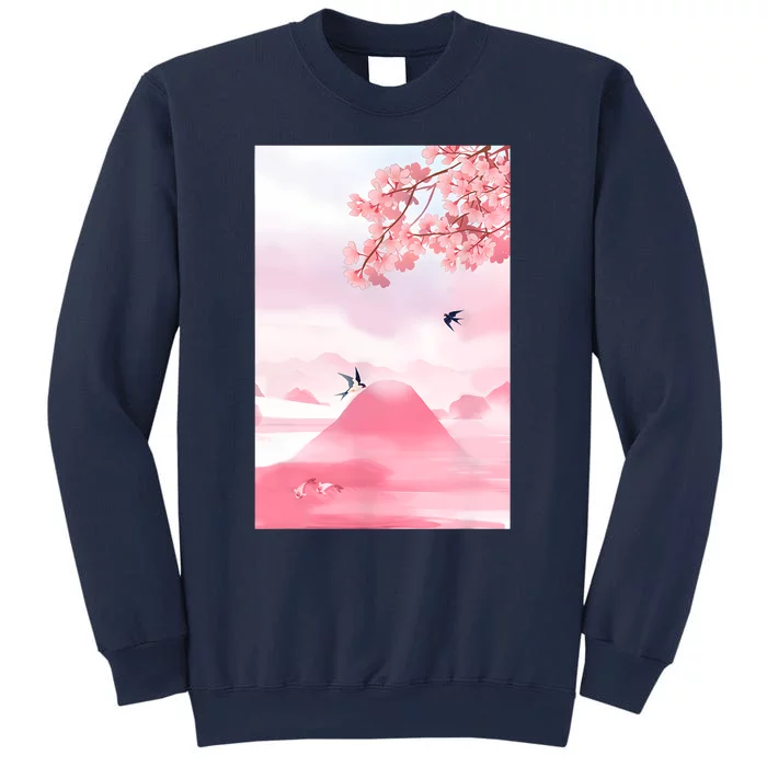 Japanese Cherry Blossom Japanese Woodblock Art Retro Sweatshirt