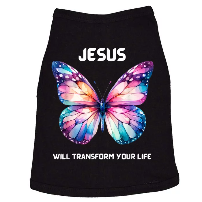 Jesus Christian Butterfly Meaningful Transformation Doggie Tank