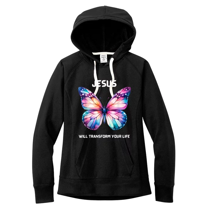 Jesus Christian Butterfly Meaningful Transformation Women's Fleece Hoodie