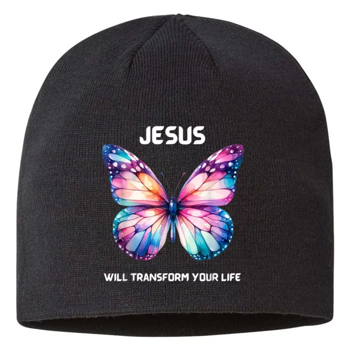 Jesus Christian Butterfly Meaningful Transformation 8 1/2in Sustainable Knit Beanie